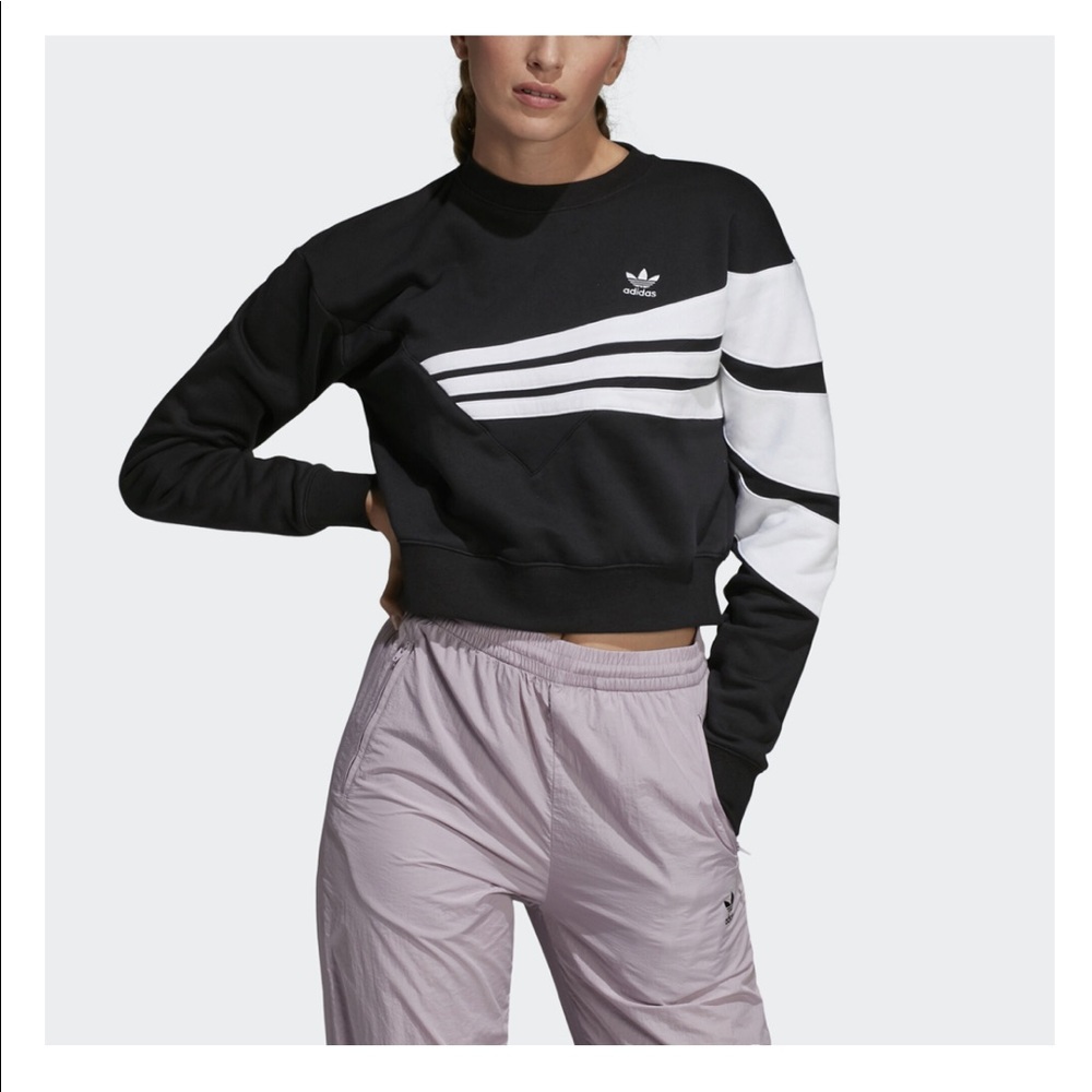 Adidas Striped Crop Sweater